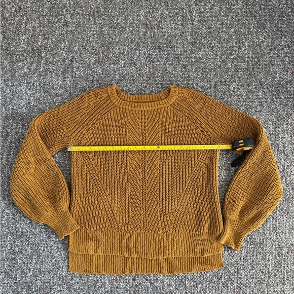 Madewell Golden Cable Knit Crew Neck Chunky Sweater Balloon Sleeves - Picture 3 of 8